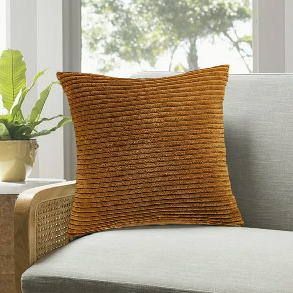 AUKFA 20"X20" Pillow Cover Set of 2, Corduroy, Orange