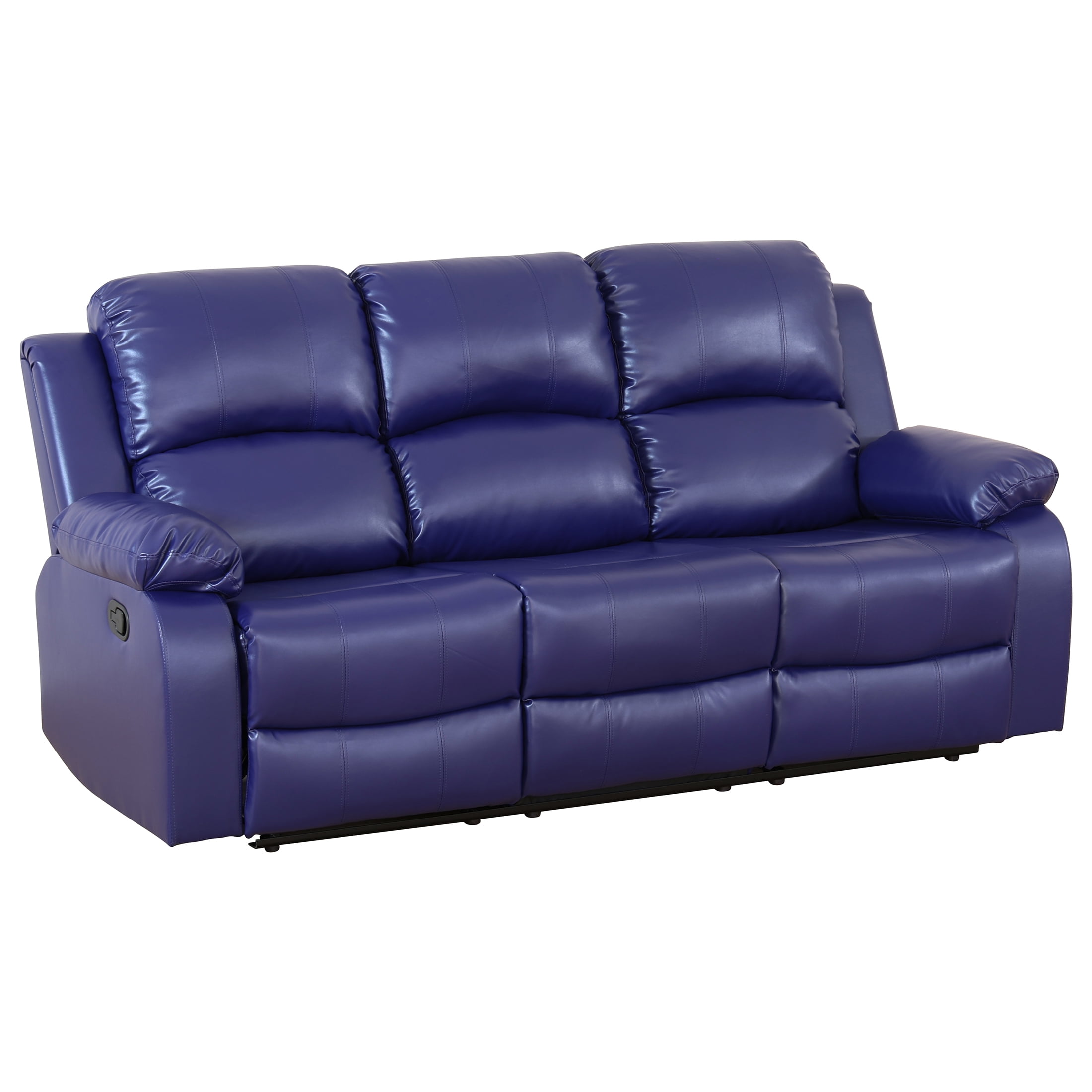 AUKFA 3 Seats Recliner Sofa Chair, Home Theater Sofa with Flipped Backrest and Cupholder, Blue