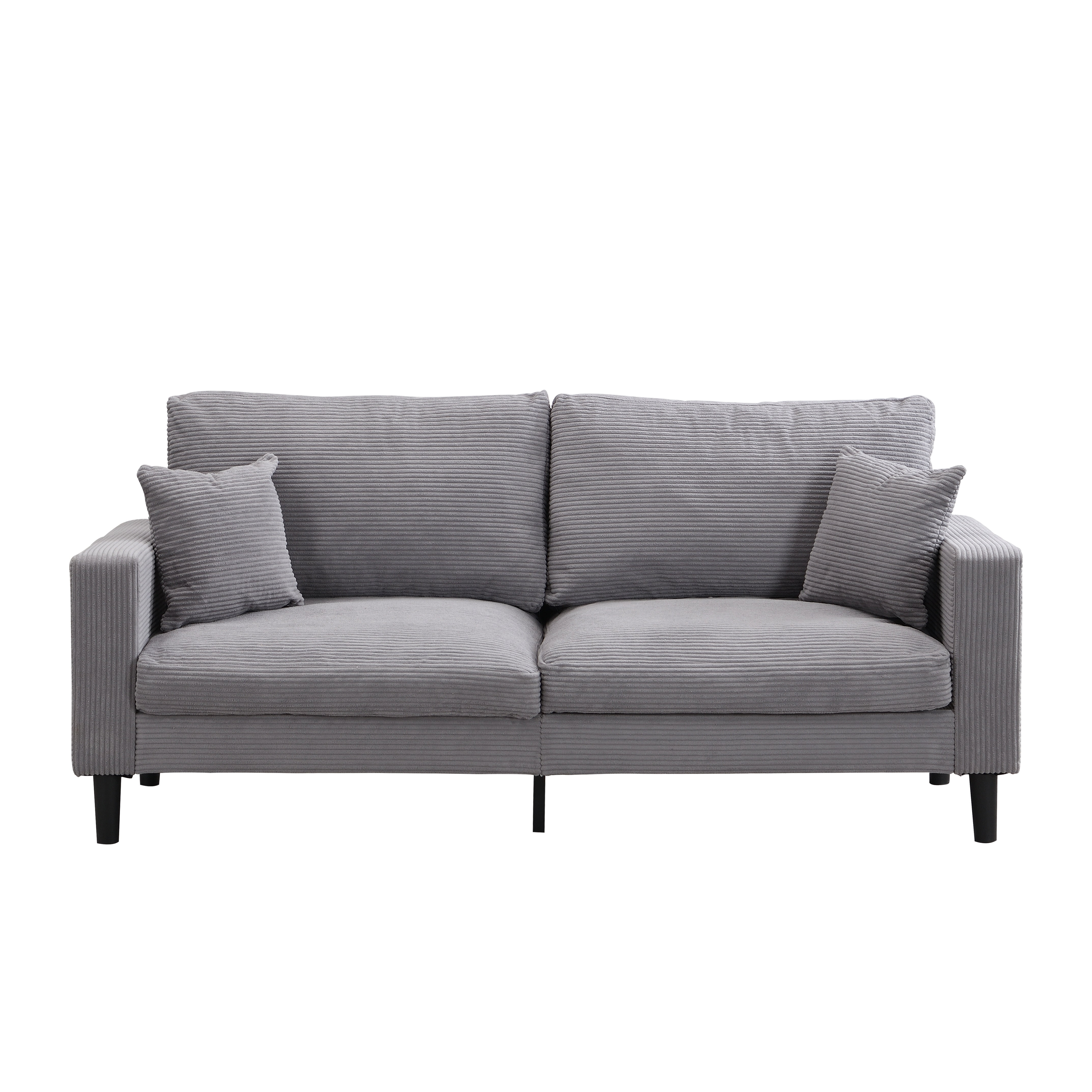 AUKFA 75" Corduroy 3-Seater Sofa,27.6" Deep Seat Sleeper Couch for Living Room, Gray