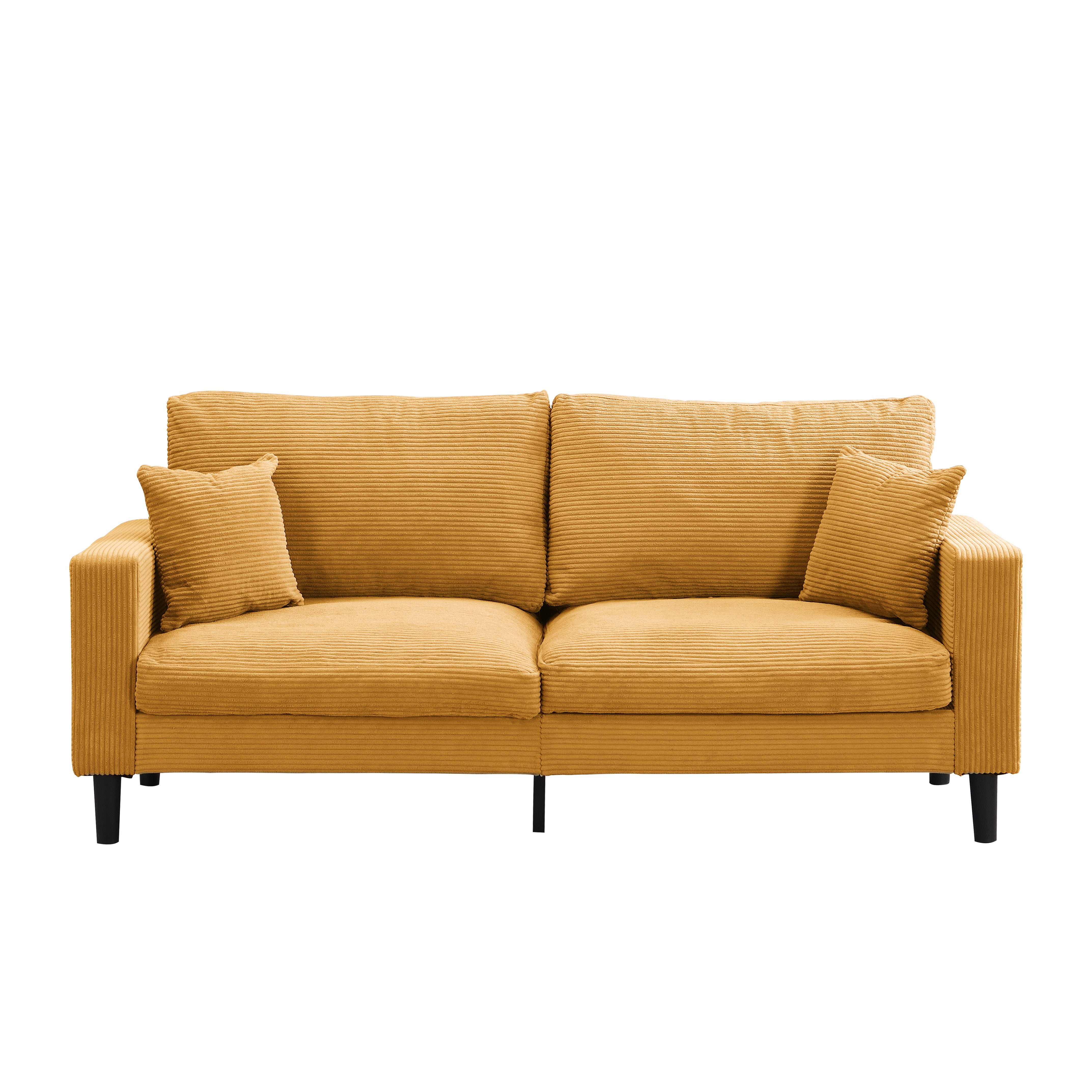 AUKFA 75" Corduroy 3-Seater Sofa,27.6" Deep Seat Sleeper Couch for Living Room, Orange