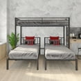 AUKFA Metal Twin Size Triple bunk bed for Kids can be separated into 3 twin bedsBlack