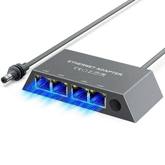 AUKOLEY 4 Ports Starlink Gen 3 / Mini Ethernet Adapter for Wired External Network, 4 Ports Starlink Ethernet Adapter 1 to 4 Devices Networked Simultaneously, Up to 1 Gbps