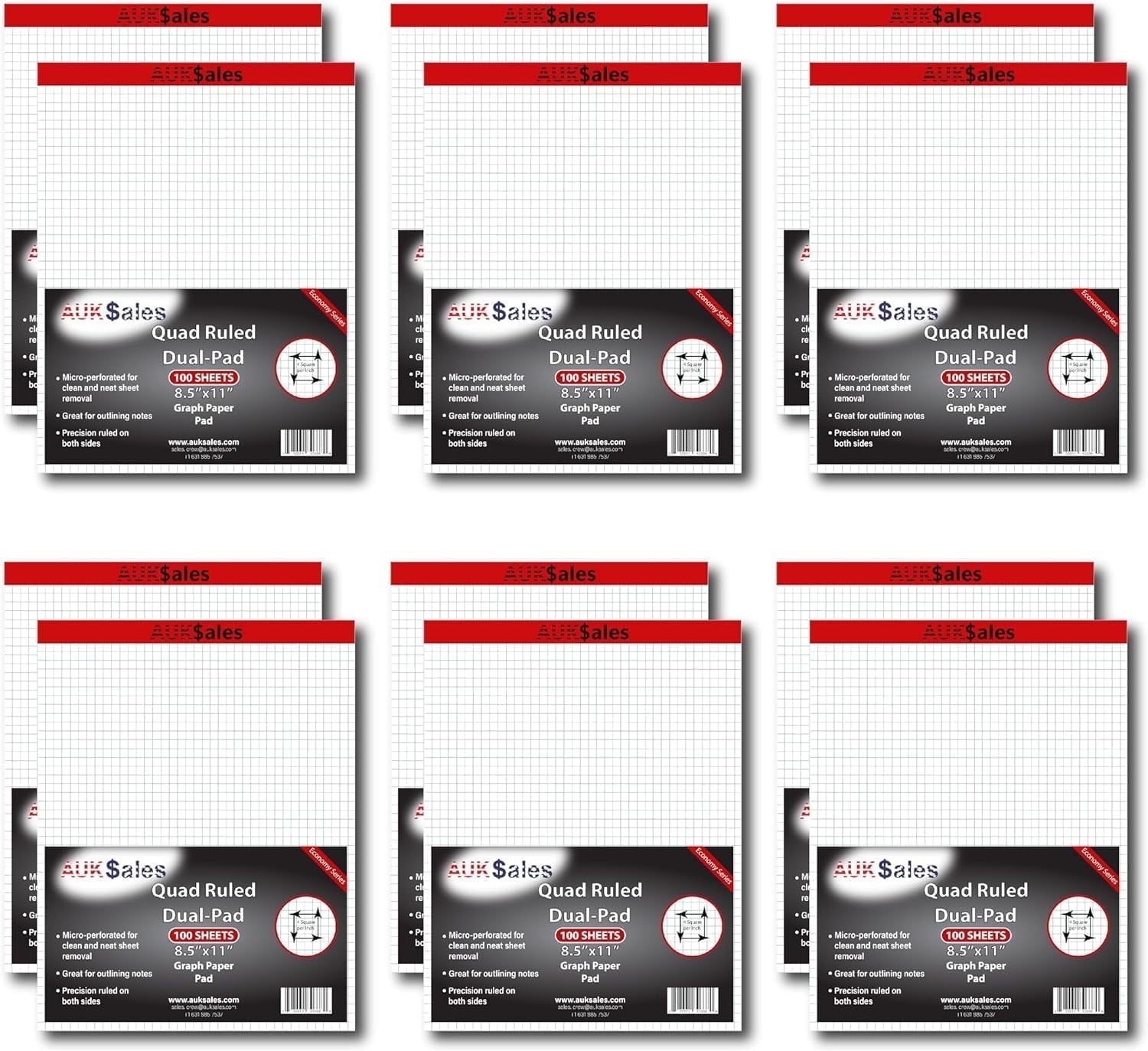 Graph Paper Legal Pads 8.5” x 11”, 100 Sheets, 12 Pack – Quad Ruled ...