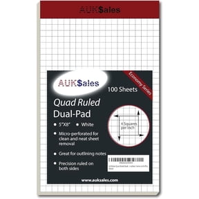 Grid Paper Pad 5x8 Inches – Graph Paper Pad 4x4, Grid Notepad, 1 Pack, 5x8 Graph Paper 1/4 Grid, Graphing Paper, Engineering Pad – 100 Sheets 200 Pages Perforated Pad