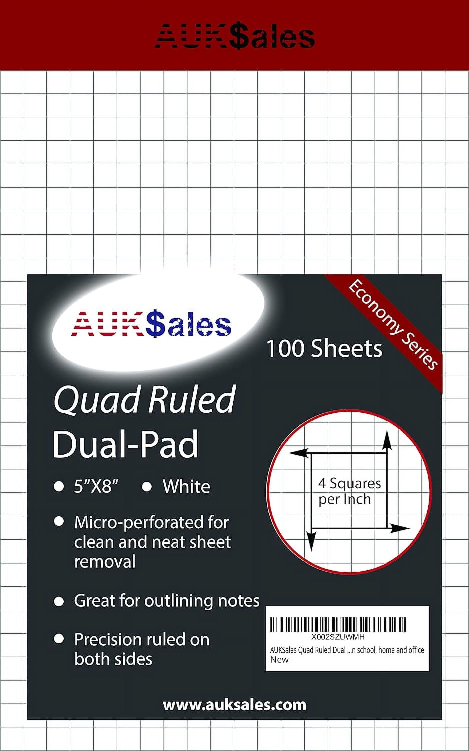 Quading Sheets AUKSales Quad Ruled Dual Graph Pad 5 x 8 Inches -White Color 100 sheets ...