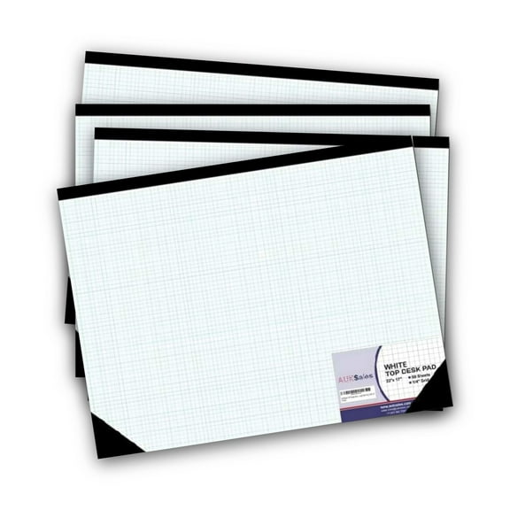 AUKSales TOP Sturdy Graph Desk Pad (4-Pack) - 22"x17", 1/4 Quad Grid, 50 Sheets Per Pad - Precision Note-Taking, Sketching, Perfect for Professionals in Engineering, Architecture, Design