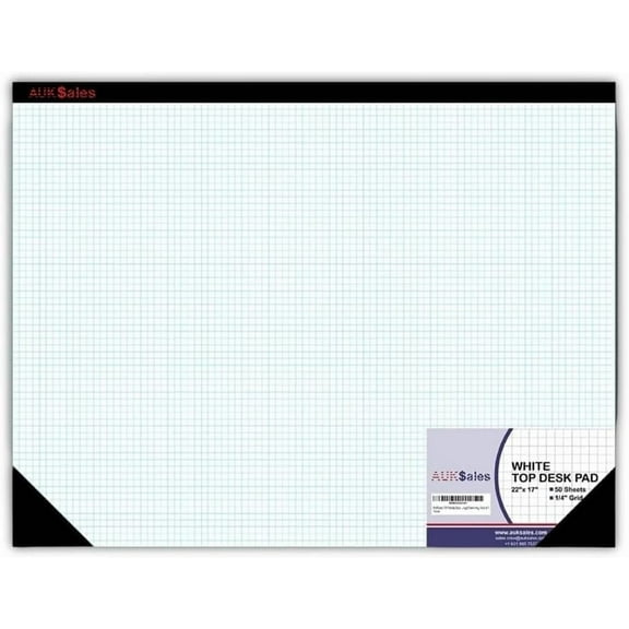 AUKSales TOP Sturdy Graph Desk Pad (Pack of 1), 22"x17", 1/4 Quad Grid, 50 Sheets Per Pad, Precise Notetaking, Sketching, Ideal for Engineers, Architects, Designers, Mathematician & Draftsmen