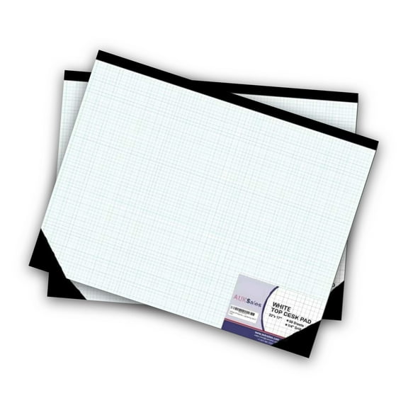 AUKSales TOP Sturdy Graph Desk Pad (Pack of 2), 22"x17", 1/4 Quad Grid, 50 Sheets Per Pad, Precise Notetaking, Sketching, Ideal for Engineers, Architects, Designers, Mathematician & Draftsmen