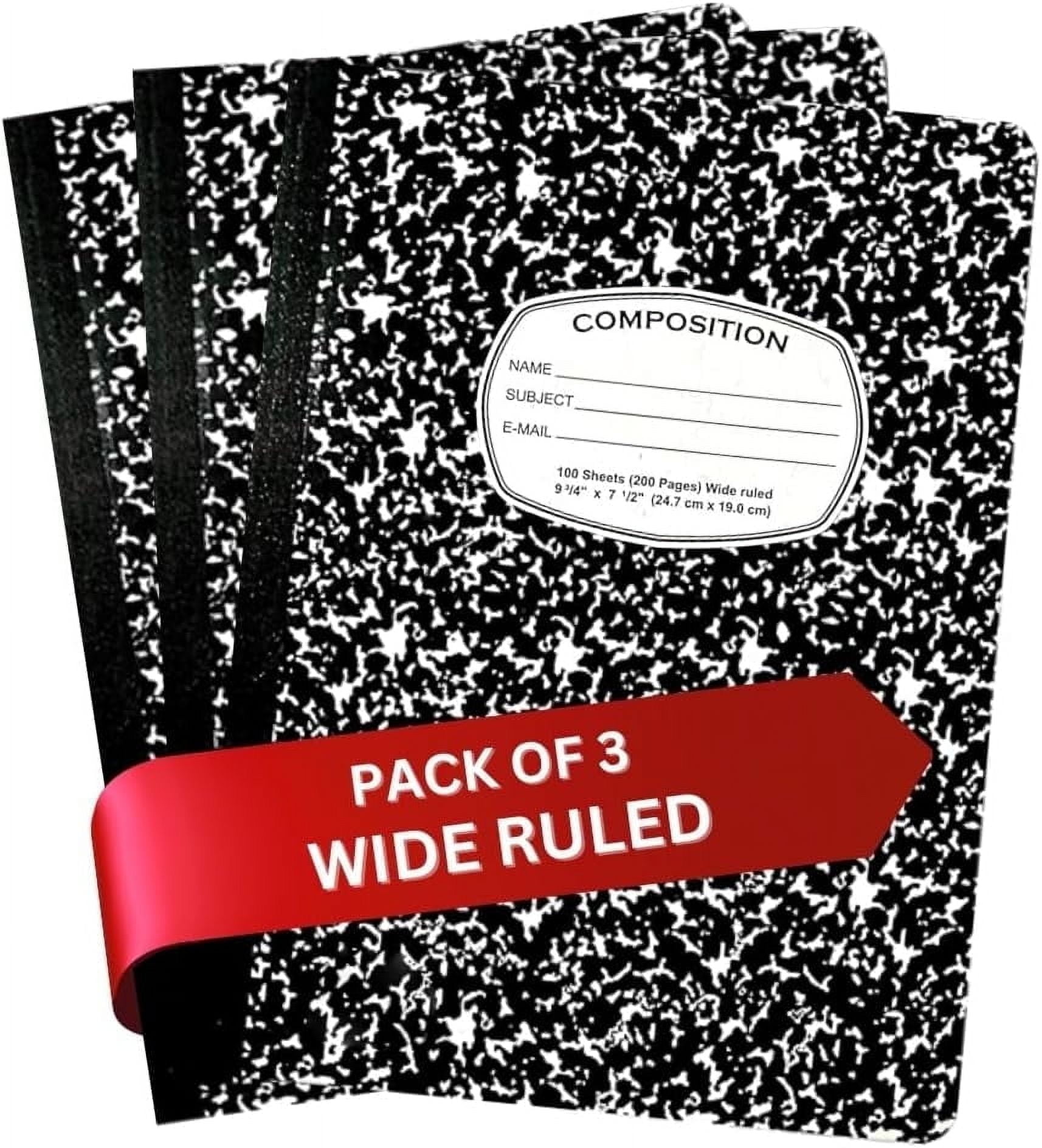 AUKSales Wide Rule Composition Notebooks, Value Pack, 9-3/4