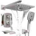 thumbnail image 1 of AUKTOPT Brushed Nickel Bathroom Shower Faucet Set with Valve, Rainfall Shower Head with Handheld Combo, 1 of 6