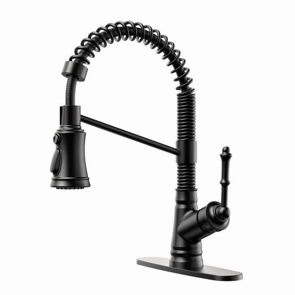 AUKTOPT Matte Black Pull Down Kitchen Faucet, 3-Function Sprayer with Auto Reset, 360° Swivel, Single Handle, 1 or 3 Hole Installation, for Kitchen, RV, Laundry, Outdoor