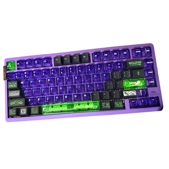 Aula AG75 75% 3rd Gen Hall Effect eSport Wired Gaming Keyboard, Dual-engine Structure, 8K polling rate, 0.001mm RT, 256K Scan Rate, Down ARGB LEDs, Full Aluminum Body, Walmart Exclusive-Purple Green