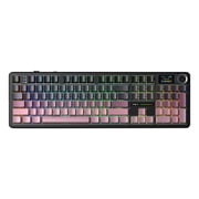 AULA F108 Pro 104-Key Wireless Mechanical Gaming Keyboard, RGB Illuminated, Tri-Mode, Hot-Swappable, Knob, Smart Screen, Full-Size, Gradient Pink