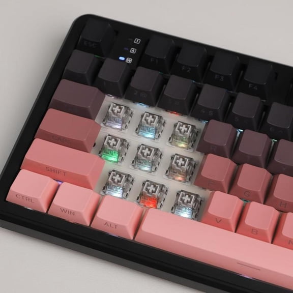 AULA F108 Pro 104-Key Wireless Mechanical Gaming Keyboard, RGB Illuminated, Tri-Mode, Hot-Swappable, Knob, Smart Screen, Full-Size, Gradient Pink