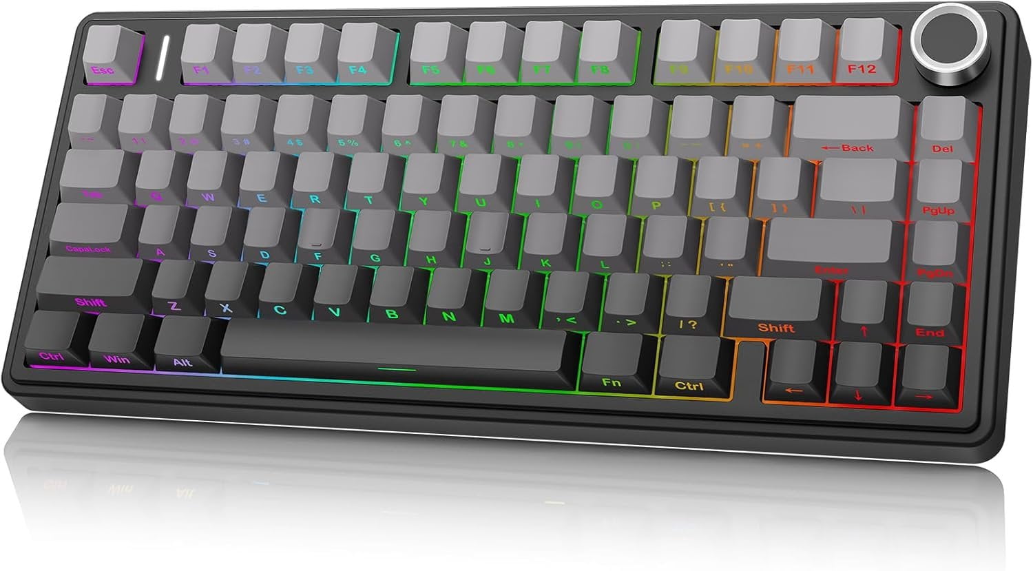 AULA F75 - 75% Mechanical Keyboard,Hot Swappable Custom Gaming Keyboard with Knob,BT5.0/2.4GHz/USB-C,RGB Backlit,Pre-lubed Reaper Switches,Double Shot PBT Keycaps,Mechanical Gaming Keyboards