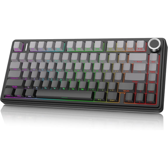 AULA F75 - 75% Mechanical Keyboard,Hot Swappable Custom Gaming Keyboard with Knob,BT5.0/2.4GHz/USB-C,RGB Backlit,Pre-lubed Reaper Switches,Double Shot PBT Keycaps,Mechanical Gaming Keyboards