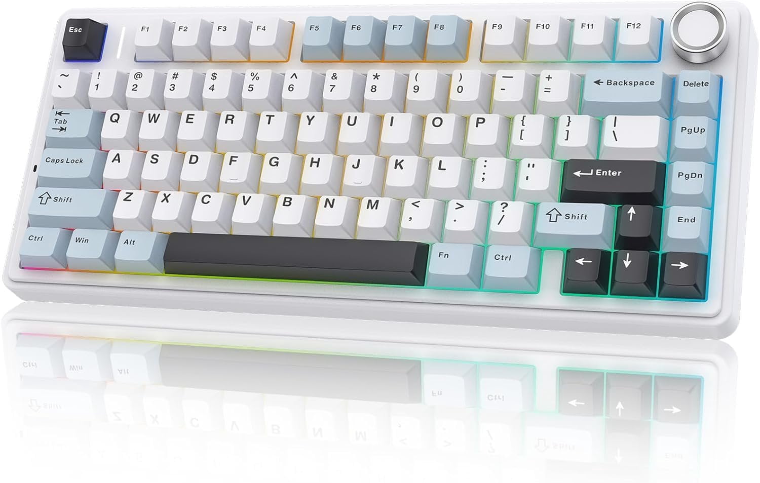 AULA F75 - 75% Mechanical Keyboard,Hot Swappable Custom Gaming Keyboard with Knob,BT5.0/2.4GHz/USB-C,RGB Backlit,Pre-lubed Reaper Switches,Double Shot PBT Keycaps,Mechanical Gaming Keyboards