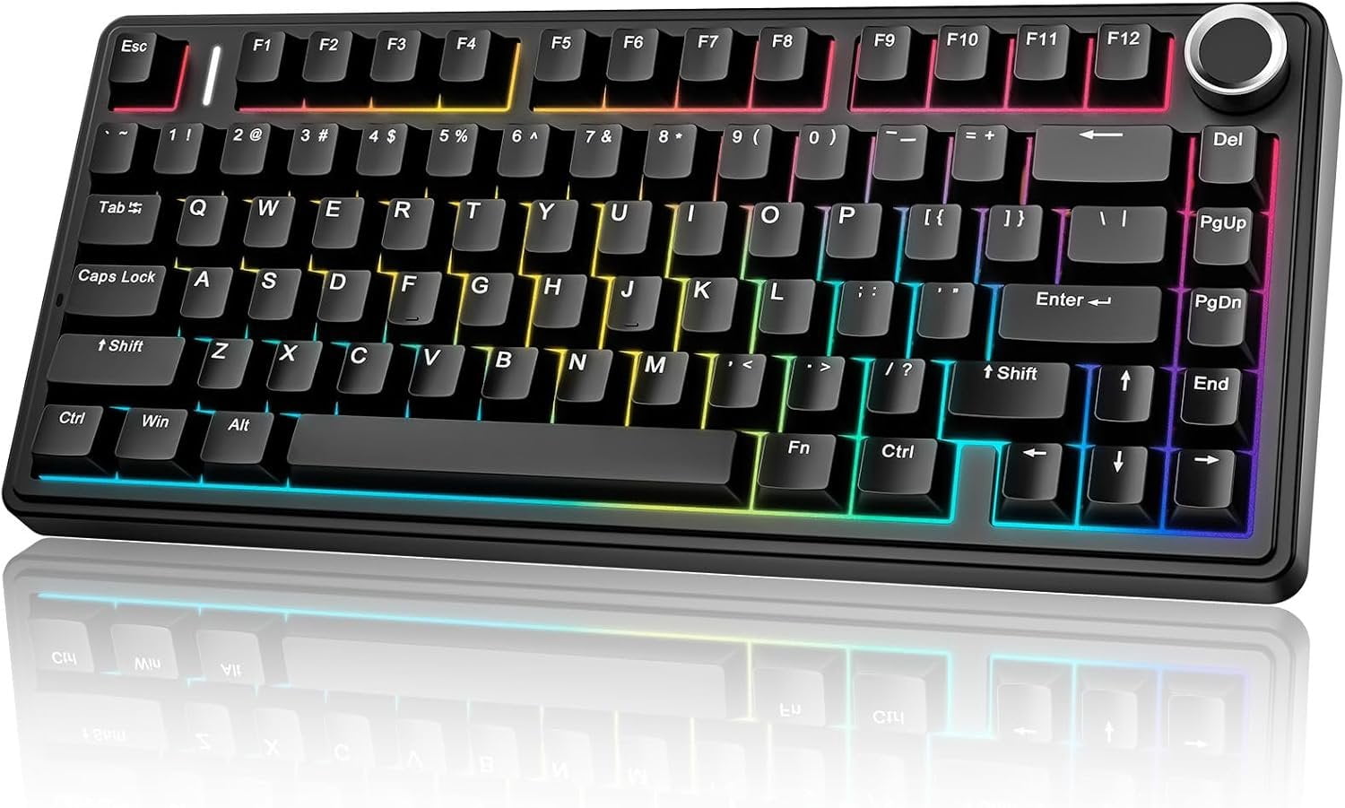 AULA F75 - 75% Mechanical Keyboard,Hot Swappable Custom Gaming Keyboard with Knob,BT5.0/2.4GHz/USB-C,RGB Backlit,Pre-lubed Switches,Double Shot PBT Keycaps,Creamy Mechanical Gaming Keyboards