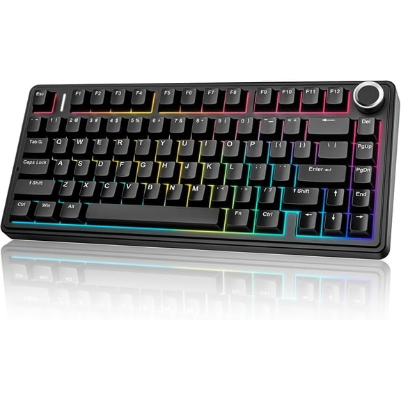 AULA F75 - 75% Mechanical Keyboard,Hot Swappable Custom Gaming Keyboard with Knob,BT5.0/2.4GHz/USB-C,RGB Backlit,Pre-lubed Switches,Double Shot PBT Keycaps,Creamy Mechanical Gaming Keyboards