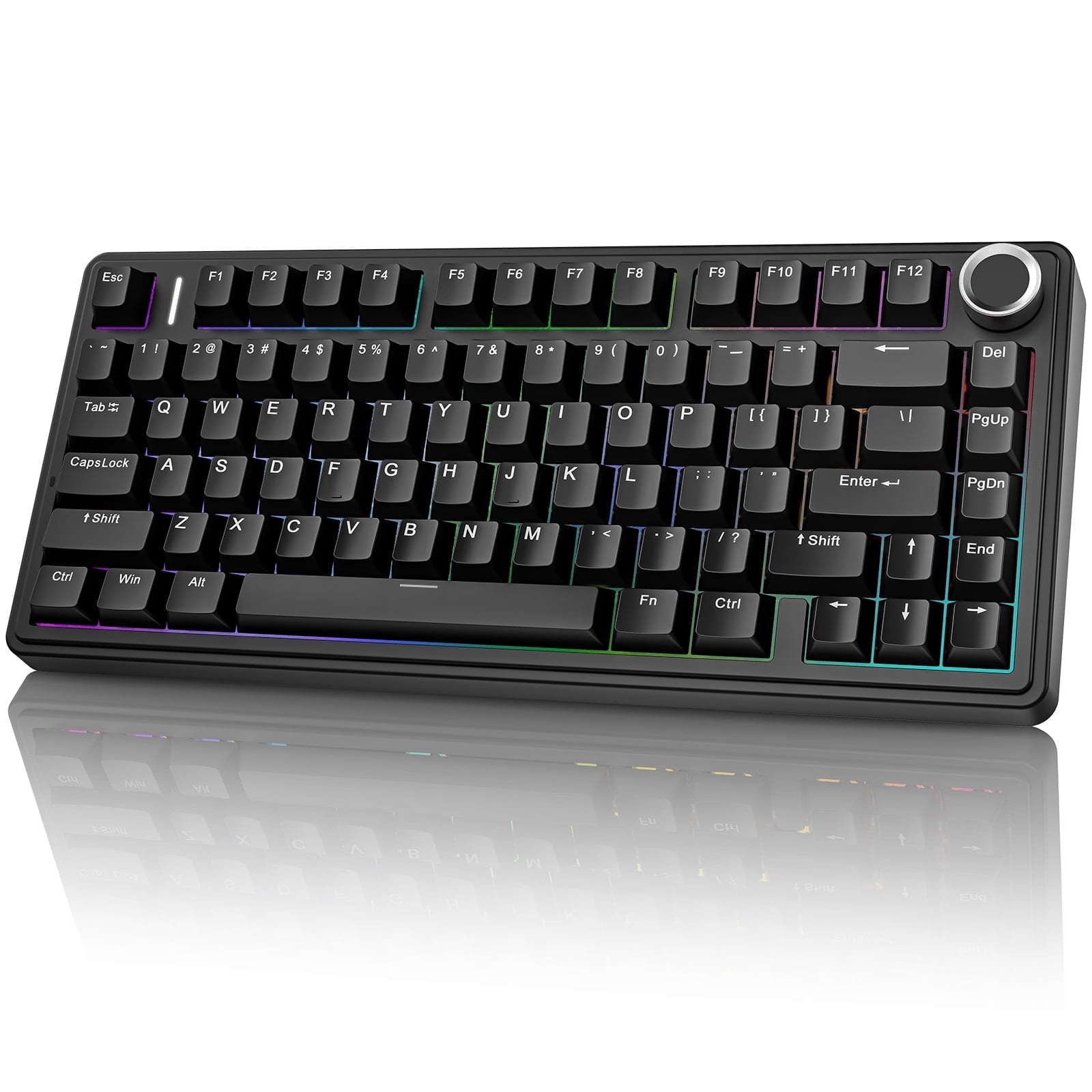 Aula F75-75 Wireless Mechanical Keyboard, Hot Swappable Custom Gaming Keyboard with Knob, BT5.0/2.4GHz/USB-C, RGB Backlit, Pre-lubed Reaper Switches, Double Shot PBT Keycaps