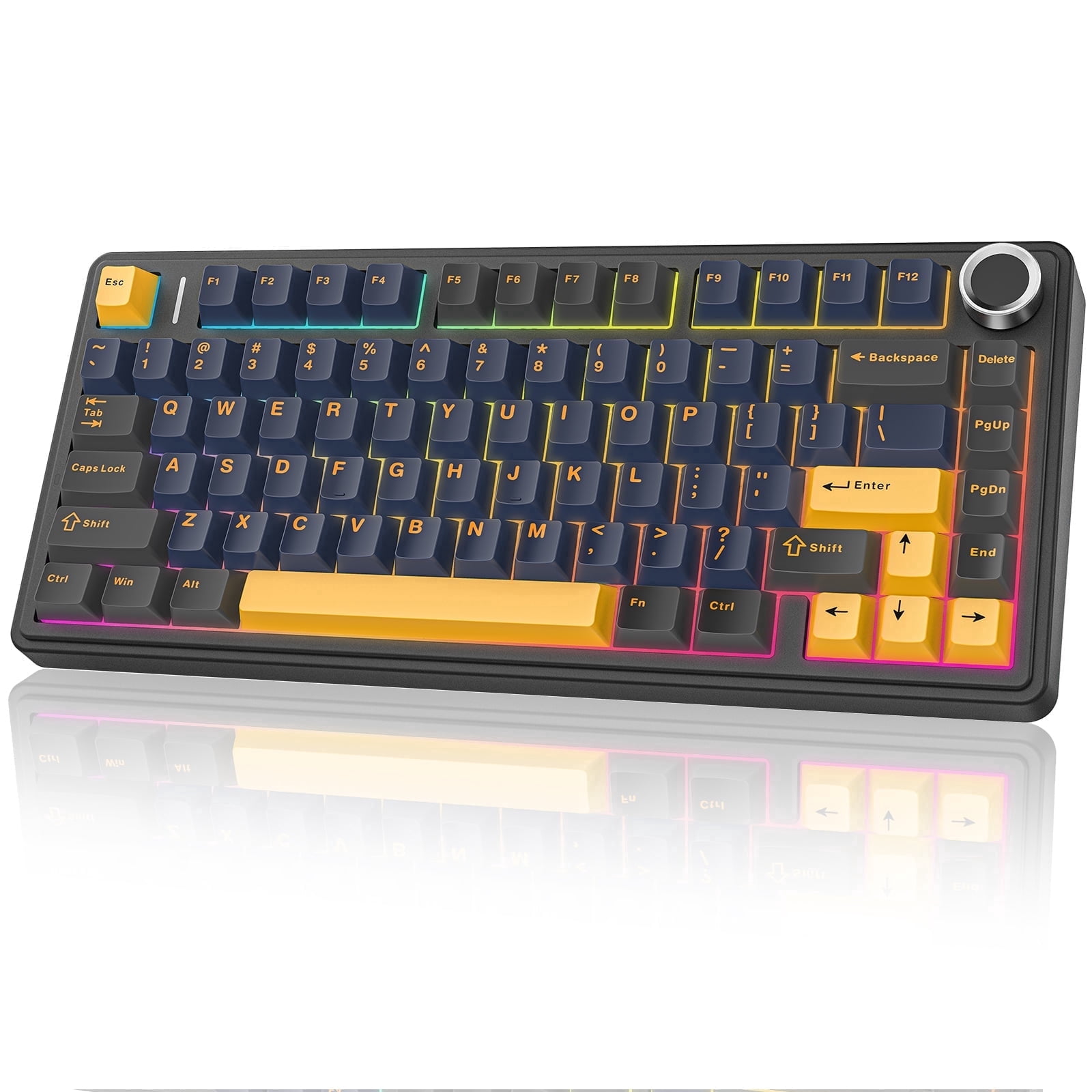 AULA F75 75% Wireless Mechanical Gaming Keyboard, Hot Swappable, RGB Backlit, BT5.0/2.4GHz/Type-C, Pre-lubed Reaper Switches