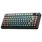 AULA F75 Max 81-Key Wireless Mechanical Gaming Keyboard, RGB Illuminated, Tri-Mode, Hot-Swappable, Knob, Smart Screen, USB-A, Black/ Gray Gradient