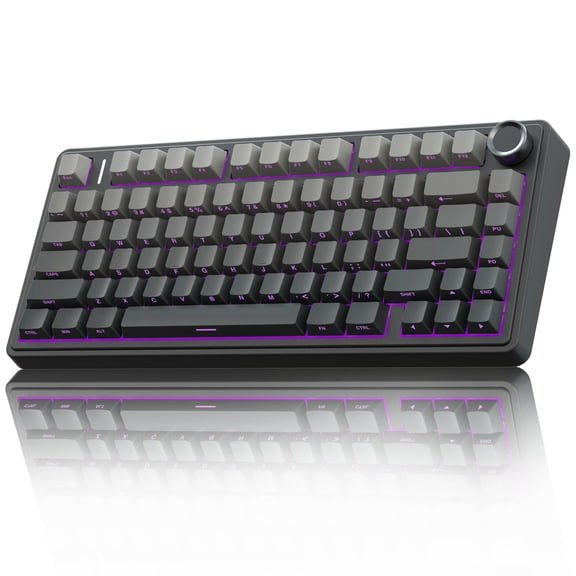 AULA F75 Pro Wireless Mechanical Keyboard, 75% Hot Swappable, RGB Backlit, Pre-lubed Switches, Side-Printed PBT Keycaps, Creamy Sound, with Knob for PC/Mac, Black