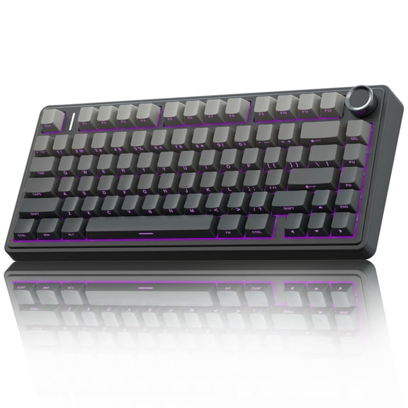 AULA F75 Pro Wireless Mechanical Keyboard, 75% Hot Swappable, RGB Backlit, Pre-lubed Switches, Side-Printed PBT Keycaps, Creamy Sound, with Knob for PC/Mac, Black