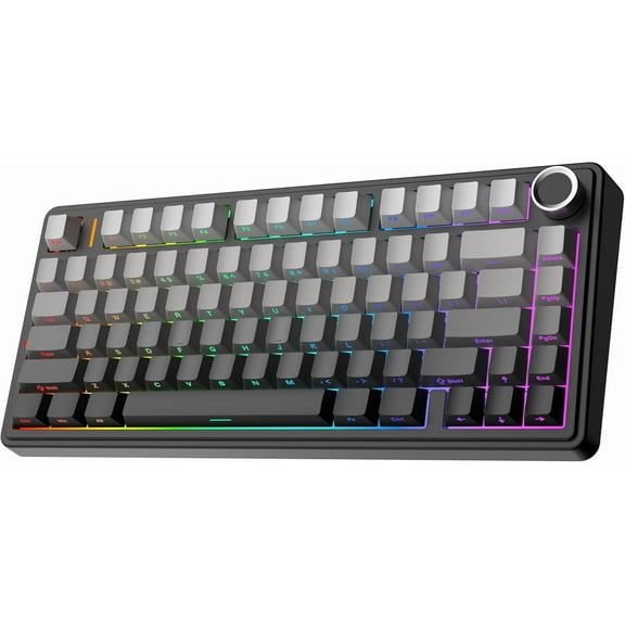 Aula F75 Pro 75% Tri-Mode Wireless Mechanical Gaming Keyboard, Hot Swappable Reaper Switches, RGB Backlit, Bluetooth/2.4GHz/USB-C, Media Knob Control, 4000 mAh Battery, Black Gradient