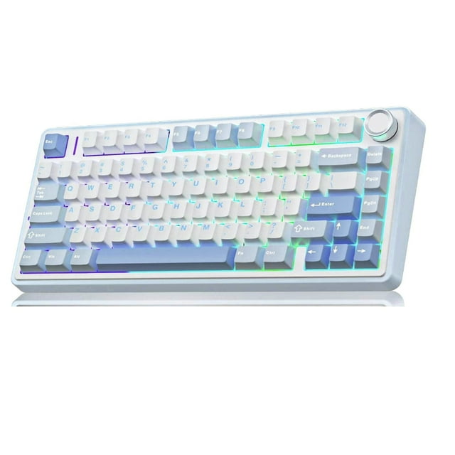 AULA F75 Wireless Mechanical Keyboard, Sea Salt Blue, Tri-Mode, 81 Keys ...