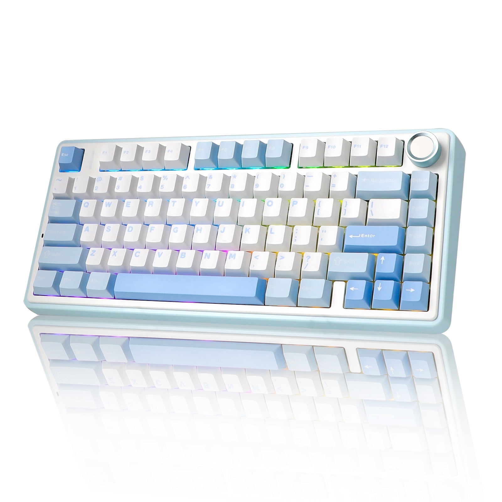 AULA F75 Wireless Mechanical Keyboard, Sea Salt Blue, Tri-Mode, 81 Keys, Hot-Swappable Reaper Switches, RGB Backlit, Compact Layout, For PC/Laptop