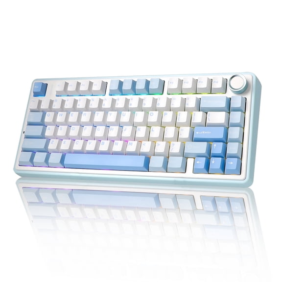 AULA F75 Wireless Mechanical Keyboard, Sea Salt Blue, Tri-Mode, 81 Keys, Hot-Swappable Reaper Switches, RGB Backlit, Compact Layout, For PC/Laptop