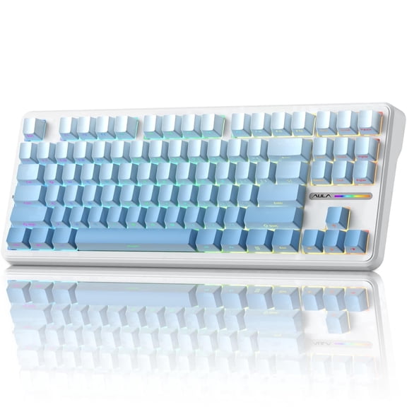 AULA F87 Pro Wireless Mechanical Keyboard, Gasket Mount Hot-Swappable Custom Gaming Keyboard with 8000mAh, Gradient Blue