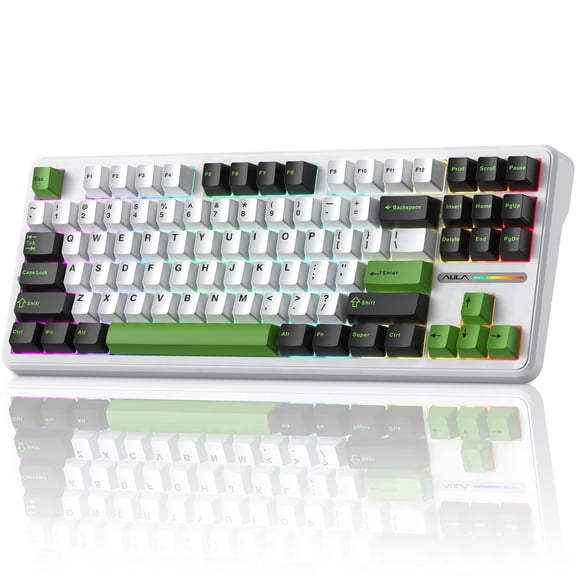 AULA F87 Pro Wireless Mechanical Keyboard, Gasket Mount Hot-Swappable Custom Gaming Keyboard with 8000mAh, Green