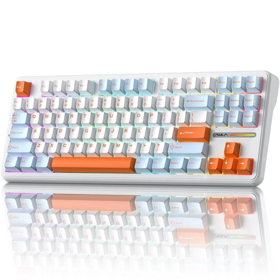 AULA F87 Pro Wireless Mechanical Keyboard, Gasket Mount Hot-Swappable Custom Gaming Keyboard with 8000mAh, Orange
