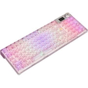 AULA F98Pro Transparent Wireless Mechanical Keyboard   Pink, Tri-Mode Bluetooth/2.4G/USB-C, Hot-Swappable Switches, OLED Display, 4000mAh Battery, RGB Backlit