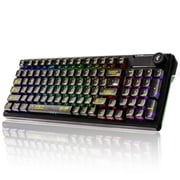 AULA F98Pro V3 Wireless Mechanical Keyboard, Tri-Mode Hot-Swappable with RGB Backlight, Transparent Black & 10000mAh Battery