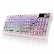 AULA F98Pro V3 Wireless Mechanical Keyboard, Tri-Mode Hot-Swappable with RGB Backlight, Transparent White & 10000mAh Battery