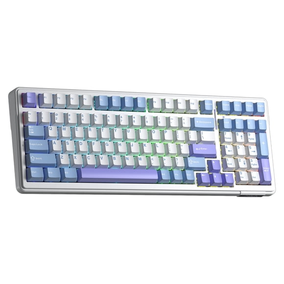 AULA F99 96% Wireless Mechanical Keyboard, Hot Swappable, Tri-Mode Bluetooth 5.0/2.4GHz/USB-C, Pre-Lubed Linear Switches, RGB Backlit, Macro Support,Blue/Purple/White