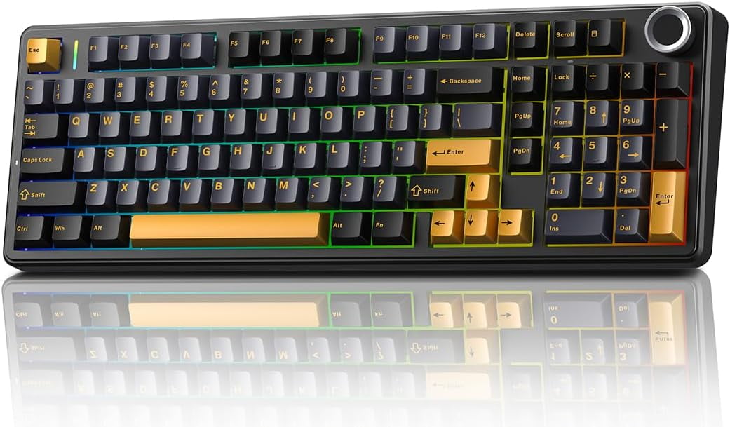AULA F99 Pro, 99-Key, Wireless, Hot Swappable, Mechanical Gaming Keyboard, RGB, 5-Layer Padding, 8000 mAh Battery, Knob
