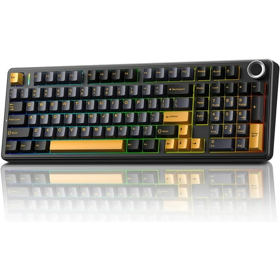 AULA F99 Pro, 99-Key, Wireless, Hot Swappable, Mechanical Gaming Keyboard, RGB, 5-Layer Padding, 8000 mAh Battery, Knob