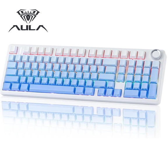 AULA F99 Pro, 99-Key, Wireless, Hot Swappable, Mechanical Gaming Keyboard, RGB, 5-Layer Padding, 8000 mAh Battery, Knob
