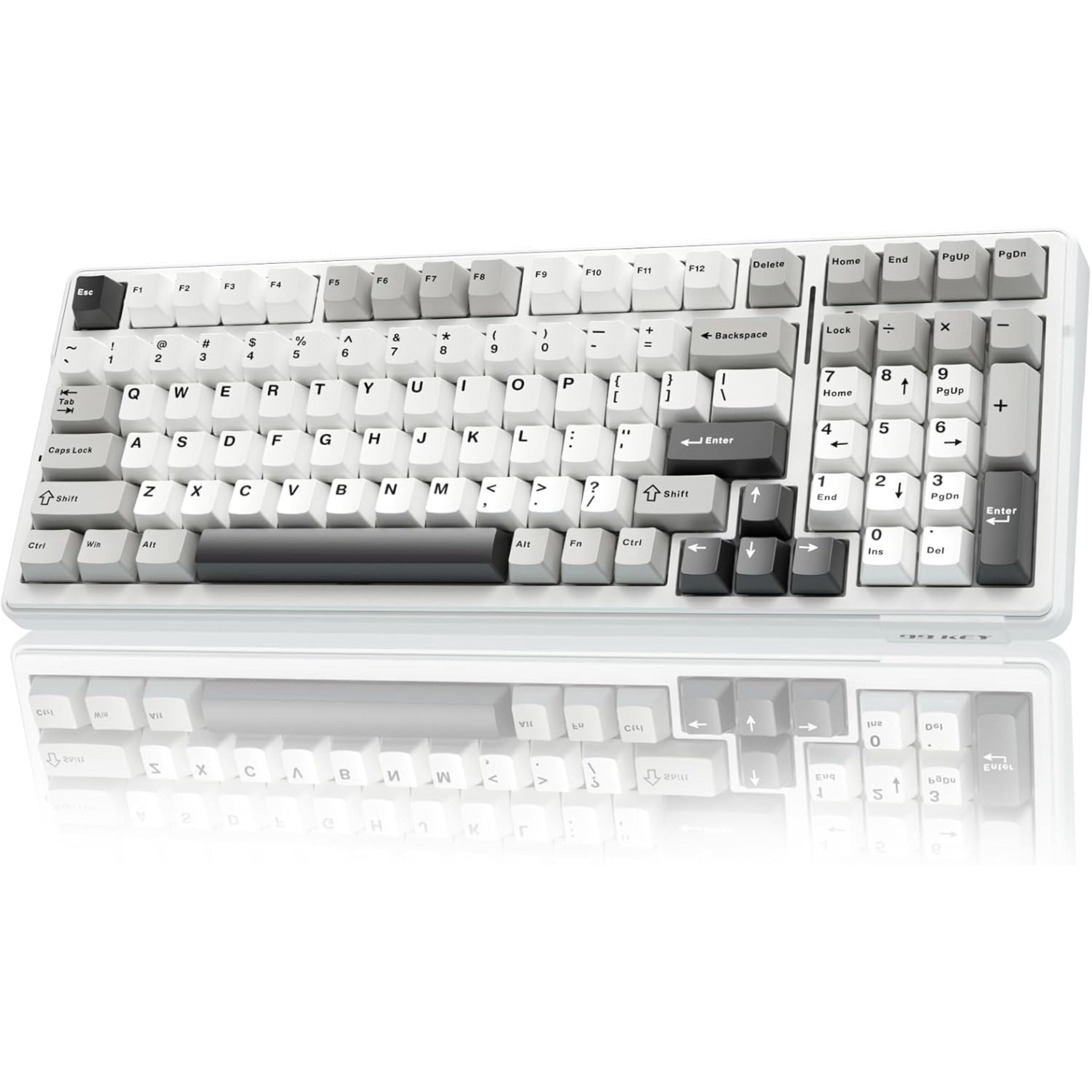 AULA F99 96% Wireless Mechanical Keyboard, Hot Swappable, Tri-Mode Bluetooth 5.0/2.4GHz/USB-C, Pre-Lubed Linear Switches, RGB Backlit, Macro Support, Black/Grey/White
