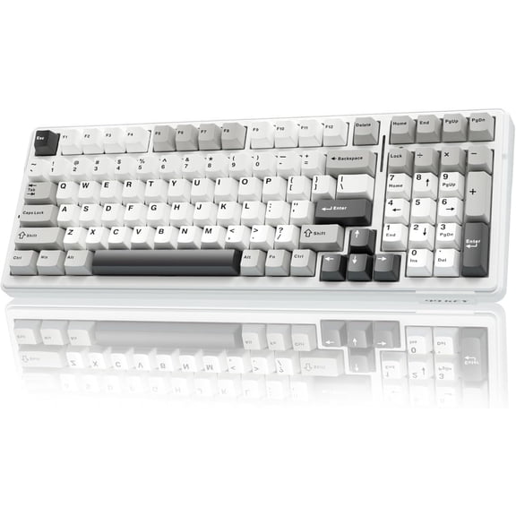 AULA F99 96% Wireless Mechanical Keyboard, Hot Swappable, Tri-Mode Bluetooth 5.0/2.4GHz/USB-C, Pre-Lubed Linear Switches, RGB Backlit, Macro Support, Black/Grey/White