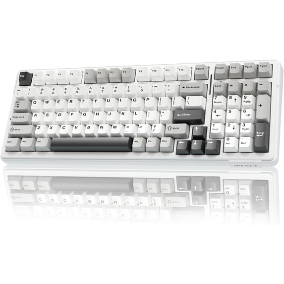 AULA F99 96% Wireless Mechanical Keyboard, Hot Swappable, Tri-Mode Bluetooth 5.0/2.4GHz/USB-C, Pre-Lubed Linear Switches, RGB Backlit, Macro Support, Black/Grey/White