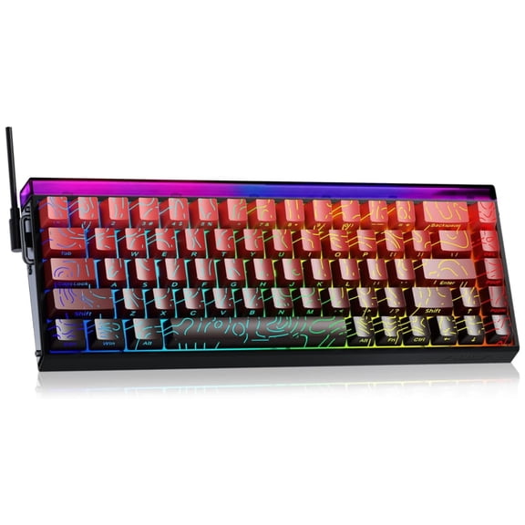 AULA Hero68 HE 60-Key Wired Hall Effect Magnetic Switch Gaming Keyboard, RGB Illuminated, Rapid Trigger, Hot-Swappable, Knob, Compact 60%, Black Red