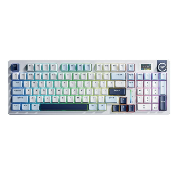 AULA S98 Pro Wireless Mechanical Keyboard with Screen & Knob Blue White