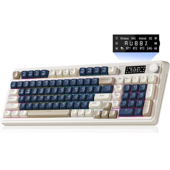AULA S99 Pro, 99-Key, Wireless, Membrane, Gaming Keyboard, RGB, 5-Layer Padding, 2000 mAh Battery, Knob, Digital Screen