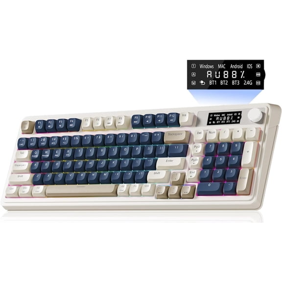 AULA S99 Pro, 99-Key, Wireless, Membrane, Gaming Keyboard, RGB, 5-Layer Padding, 2000 mAh Battery, Knob, Digital Screen