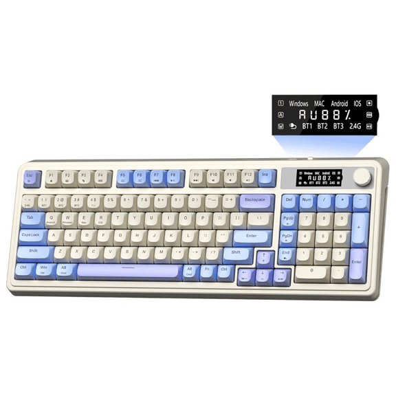AULA S99 Pro, 99-Key, Wireless, Membrane, Gaming Keyboard, RGB, 5-Layer Padding, 2000 mAh Battery, Knob, Digital Screen